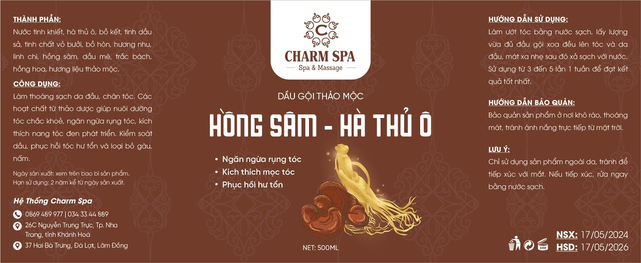 nguyên liệu gội đầu dưỡng sinh thuần chay tại Charm spa